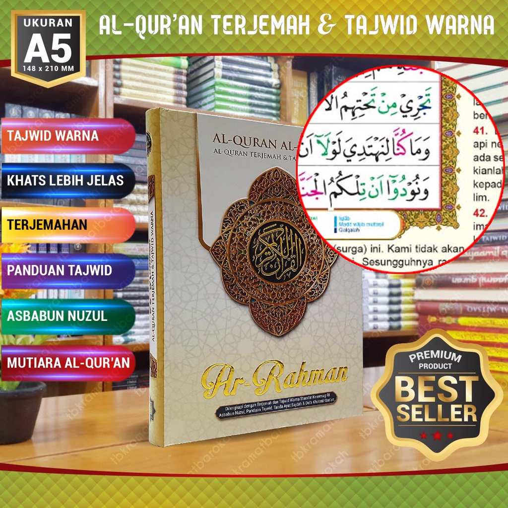 PROMO Al QUR AN AR-RAHMAN ( A5 SEDANG & A6 KECIL ) ALQURAN TERJEMAH DAN TAJWID BERWARNA / QURAN TERJ
