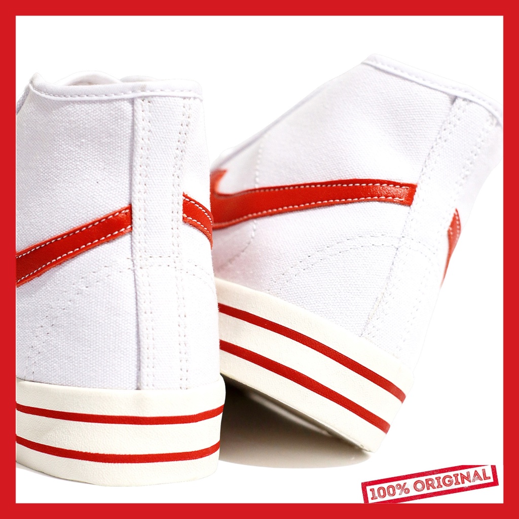 ORIGINAL - Sepatu Brand Lokal Kasual Pria Wanita No Brand White Red Hi Not Sneakers Compass Retrograde Putih Merah