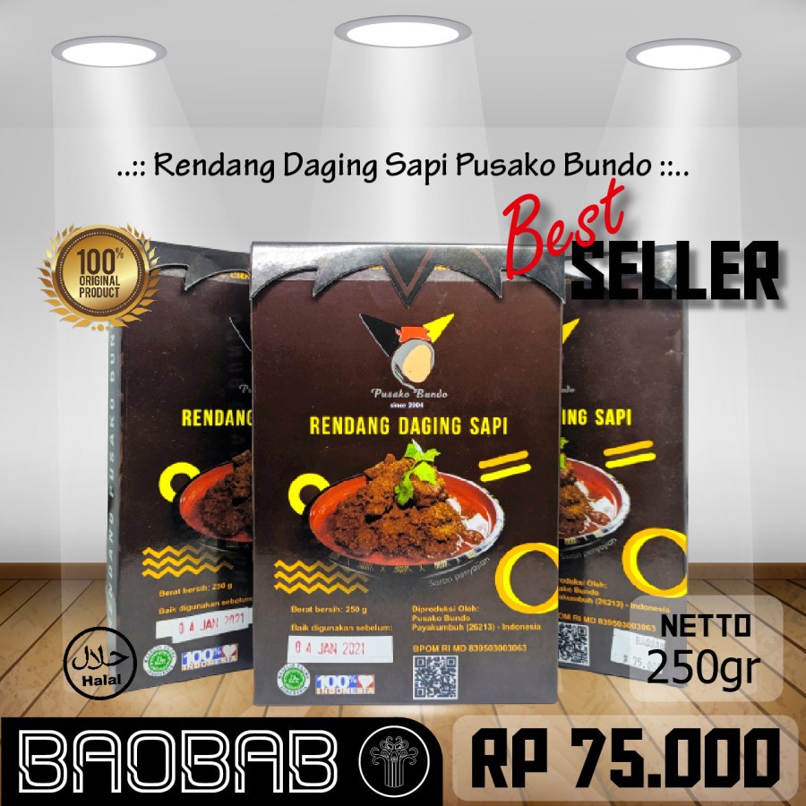 

Rendang Daging Sapi Pusako Bundo | Rendang Asli Payakumbuh - 250 gr