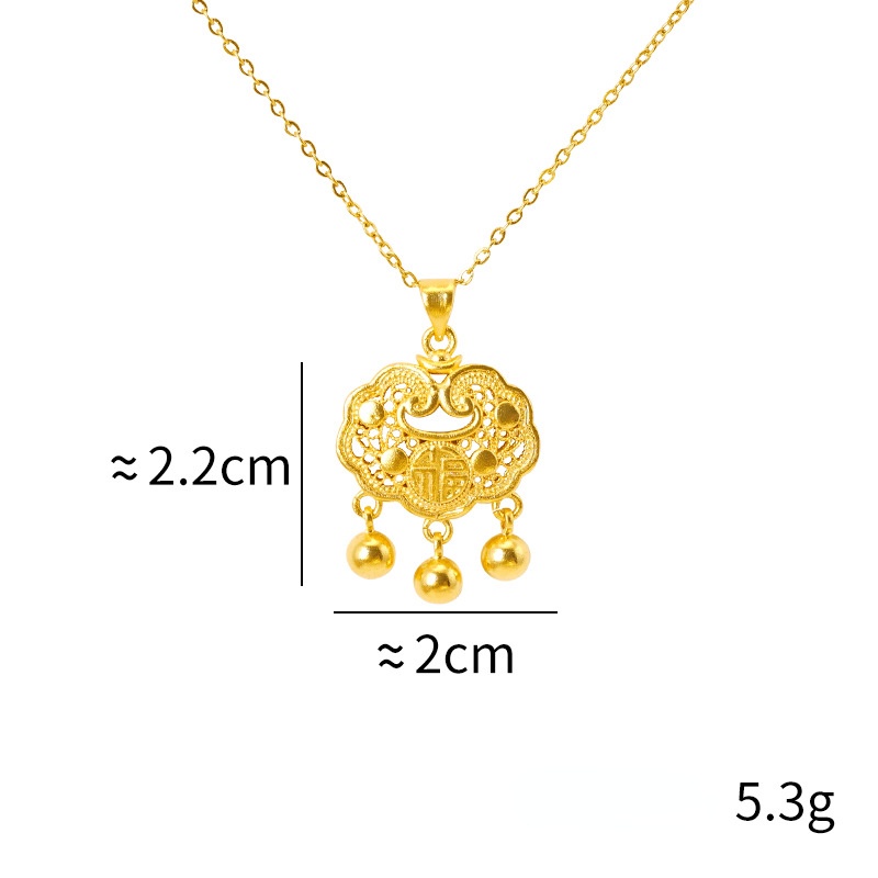 Kalung Emas Asli Kadar 375 Dengan Liontin Bel Kemakmuran Model Hollow