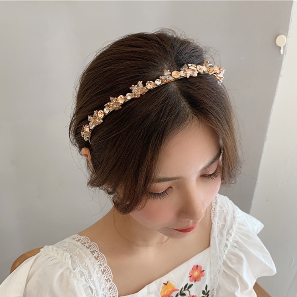 Needway  French Rhinestone Luxury Hair Accessories Crystal Women Elegant Alloy Bride Hair Hoop/Multicolor