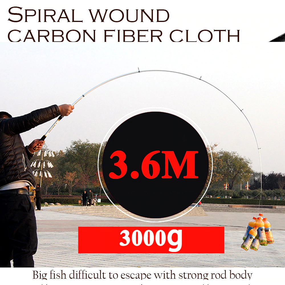 GHOTDA Joran Telescopic Fishing Rod Pole Carbon Fiber 2.7M HITAM