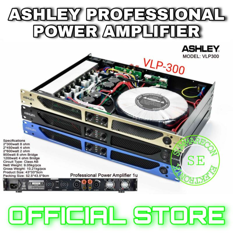 power amplifier 2 channel original ashley vlp 300 class ab