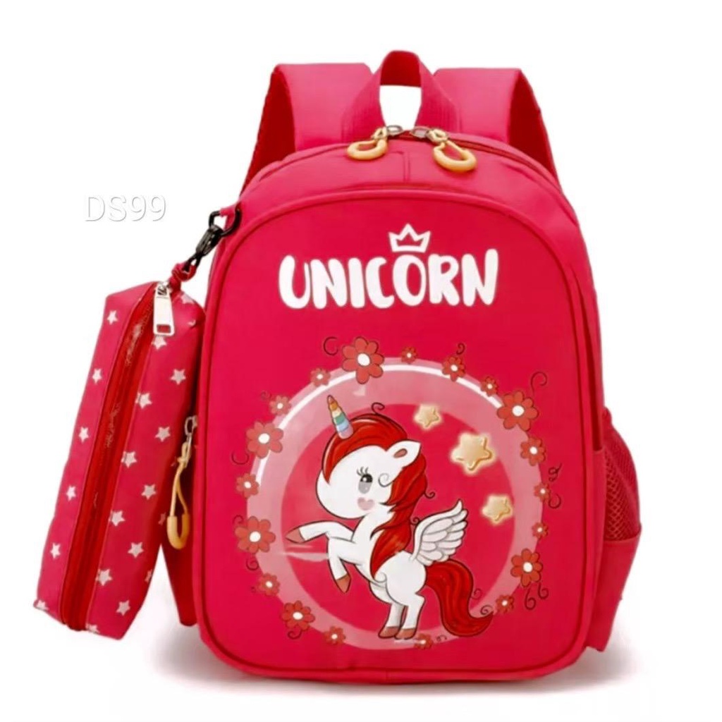 tas ransel sekolah anak perempuan karakter unicorn pul STRIP trendy kekinian