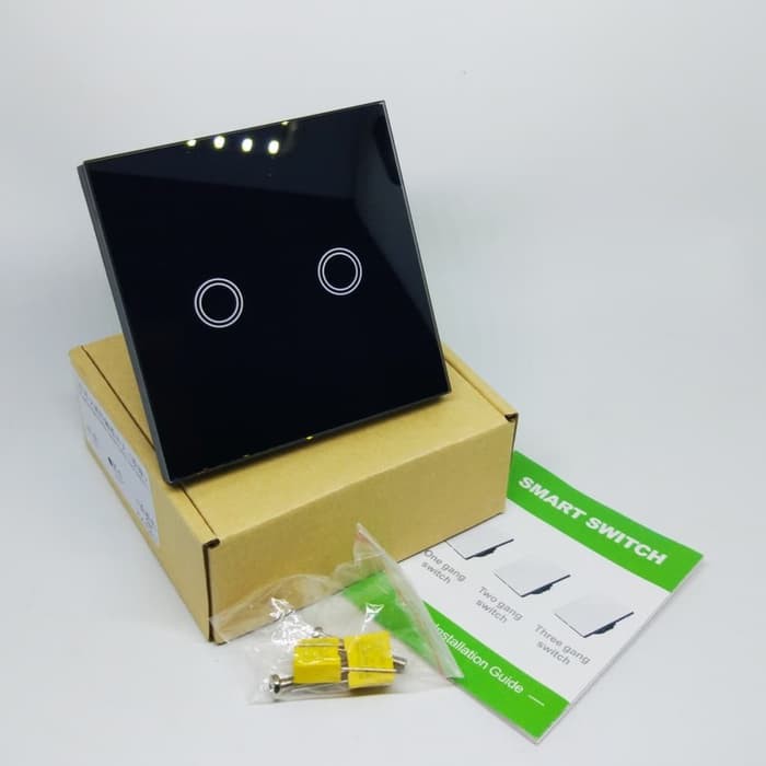 Saklar Broco - Saklar - Perlengkapan Listrik Touch Switch Saklar Lampu 2 Gang ....... Bonus Remote