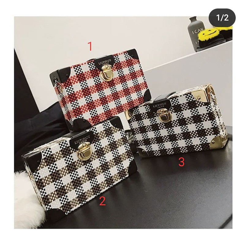 tas impor wanita selempang tas kotak kulit pu sling bag cewek lucu terbaru murah