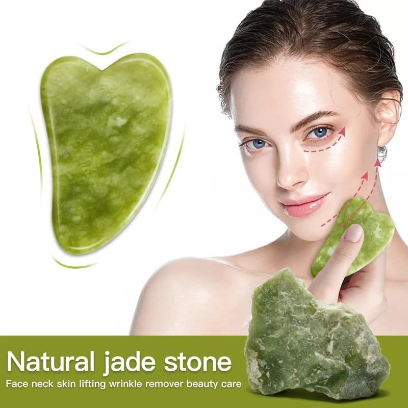 ALAT PIJAT WAJAH TERAPI MUKA BATU JADE ROLLER GIOK GUA SHA ASLI ALAMI MASSAGER STONE FACIAL