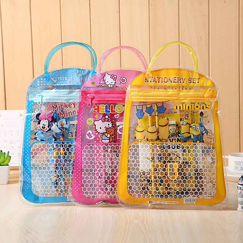 Grosir - S253 Alat Tulis 7 in 1 / Stationary Set Bentuk Tas / Peralatan Sekolah / Souvenir Ulang Tahun Anak