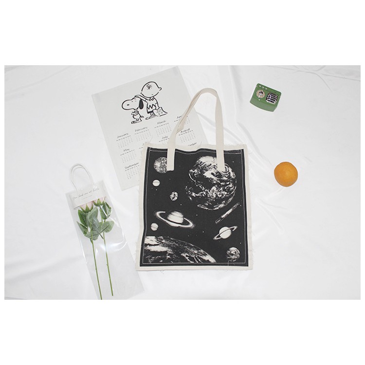 TC-33 tas kanvas canvas wanita import korea jepang tote bag planet galaxy