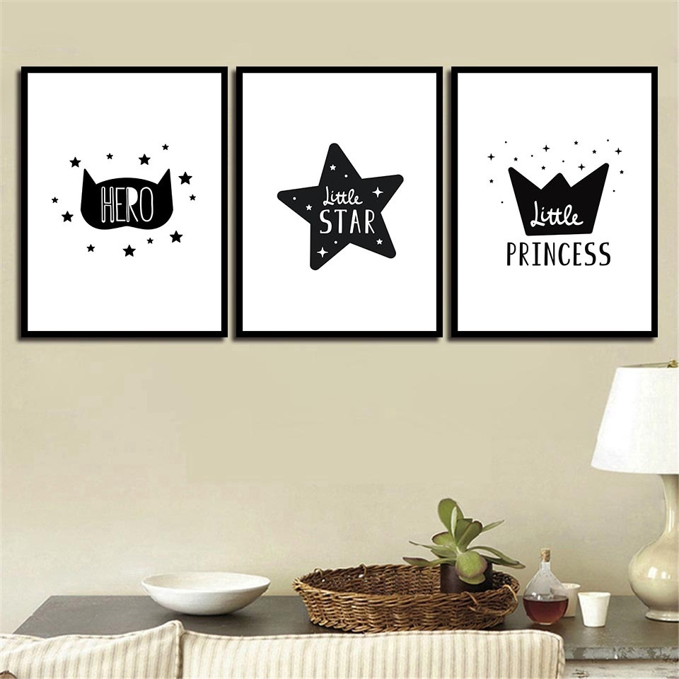 Printing Fashion Cartoon Poster Pentagram Crown Hero Letters Pictures Children Room Wall Art Decor Nordic Style Canvas Paintings Shopee Indonesia