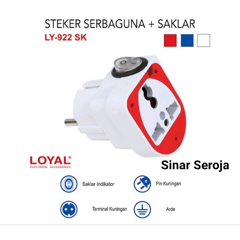 Steker Serbaguna + Switch / Oversteker / Colokan Tiga LOYAL LY- 922 SK