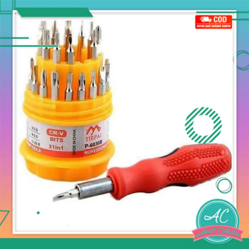 Set obeng drei universal magnet 31in1 lengkap magnetik multifungsi kecil mini toolkit reparasi sekrup hp laptop elektronik