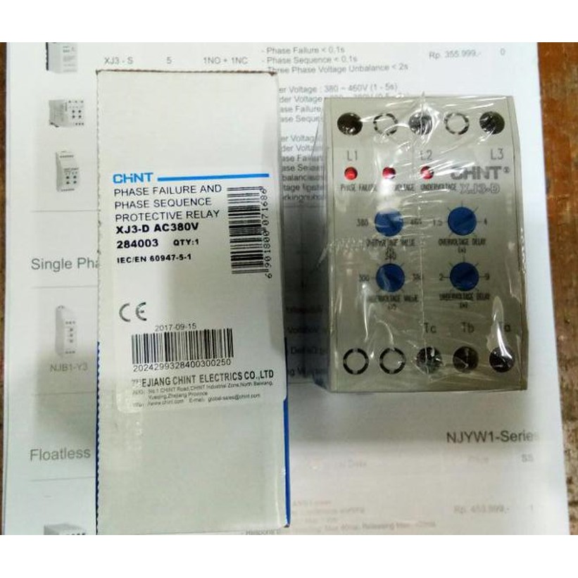 Jual PFR / Phase Failure Relay / Phase Sequence Protector Relay XJ3D