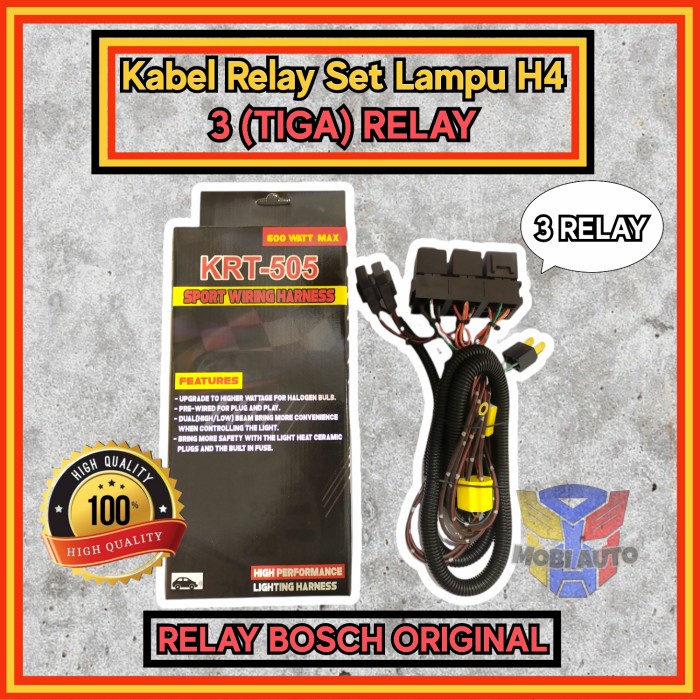 Kabel Relay Set BOSCH Lampu H4 Mobil