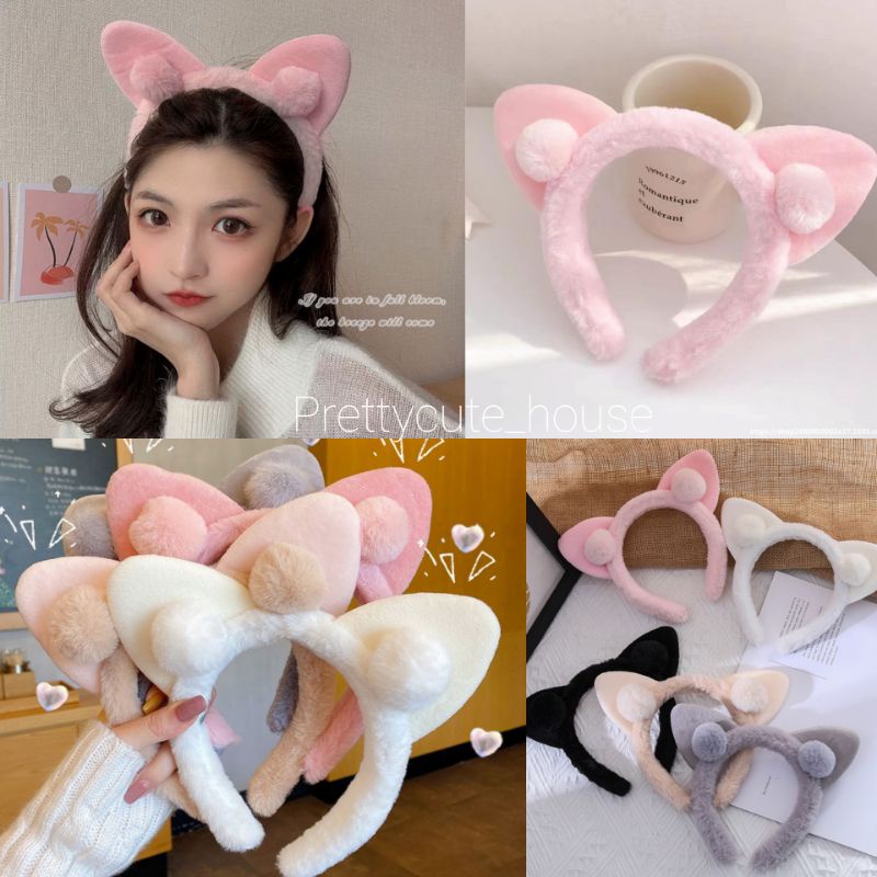 BANDO TELINGA KUCING POM POM BULU / BANDO KOREA KUPING KUCING POM POM