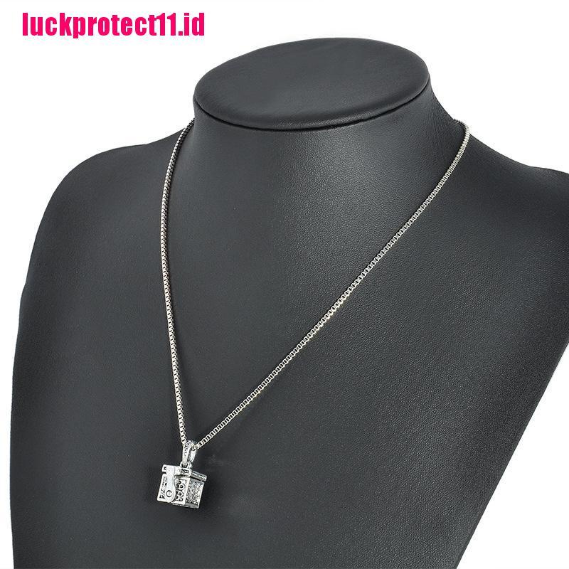 (LUCK) Kalung Rantai Dengan Liontin Bentuk Abu Kremasi Mini Bahan Metal Warna Silver