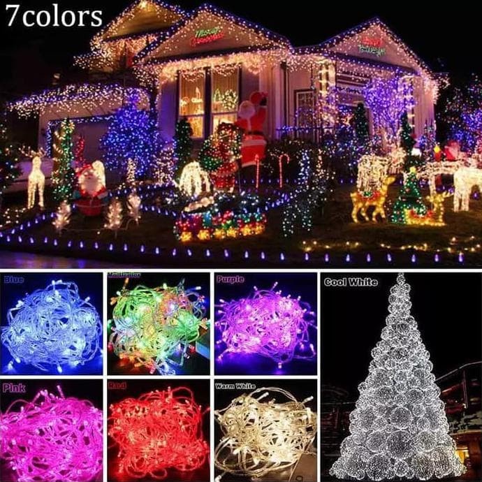 Lampu Hias LED 10M Lampu Tumbler LED TWINKLE LIGHT Lampu Natal Rainbow