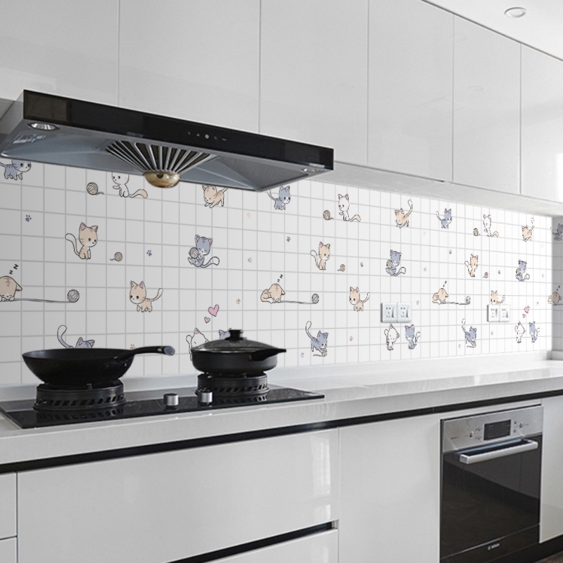 HL0205 wallpaper Dinding Dapur Kitchen desain kartun Anti Air Dan Minya 3D