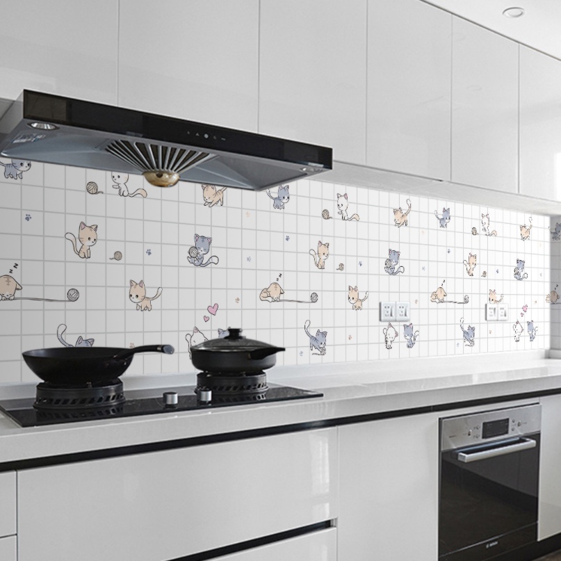 DODORY HL0205 wallpaper Dinding Dapur Kitchen desain kartun Anti Air Dan Minya 3D