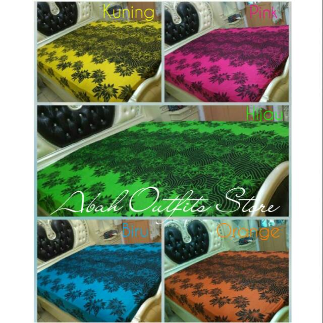 SPREI BATIK MOTIF UKURAN 160X200X20 100x200x30 KUNING PINK HIJAU BIRU OREN BATIK PEKALONGAN QUEEN