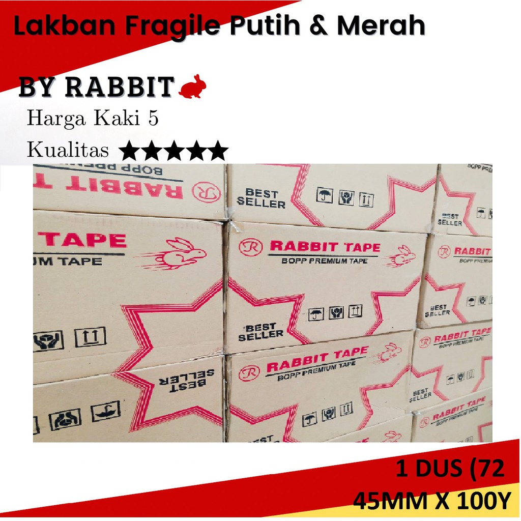 

Lakban FRAGILE Putih Jangan Di Banting 2inch 45MM X 100YARD FULL 2 inch 45 mm 100 yard (harga 1dus)