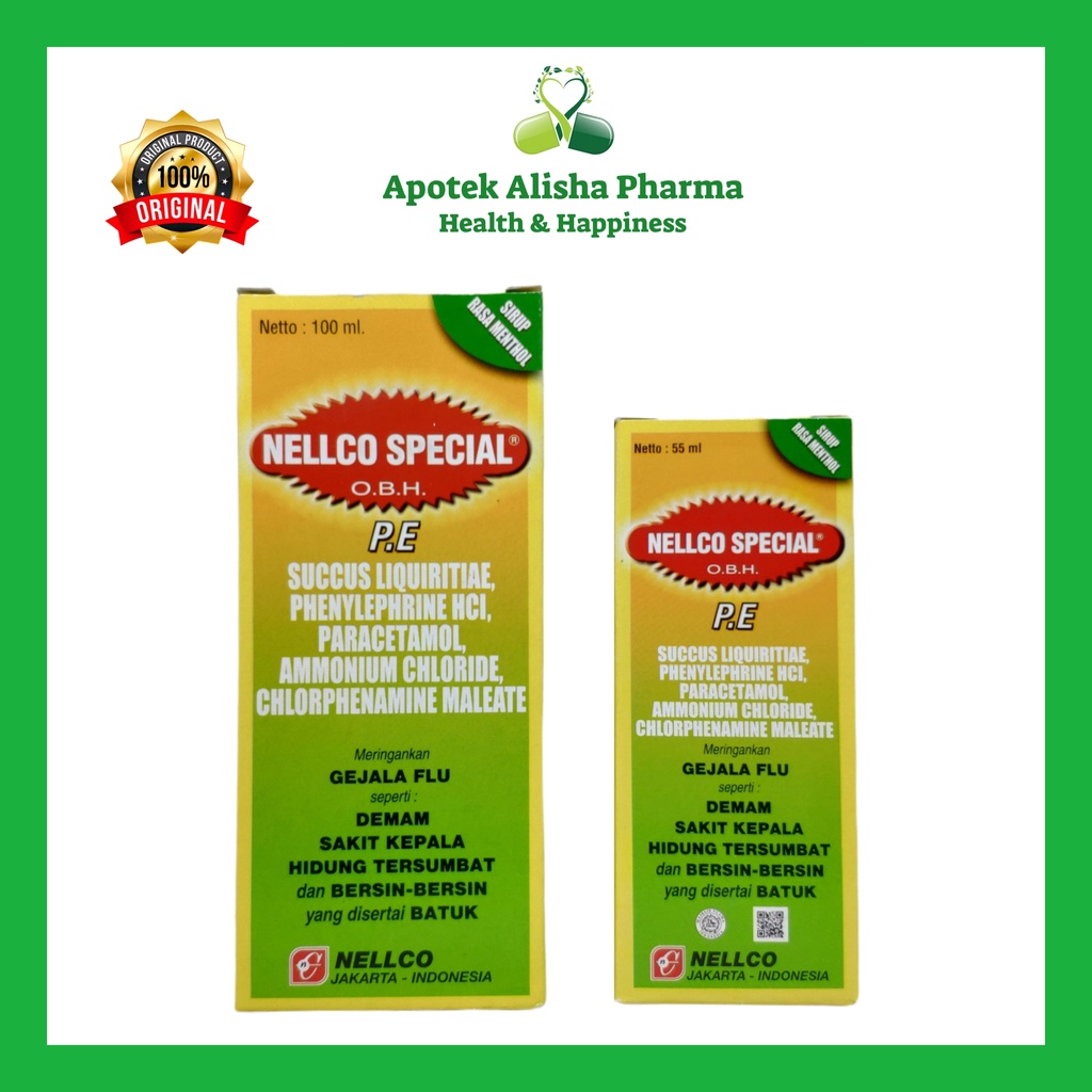 Nellco Spesial OBH PE Sirup 60/100ml - Nelco Obat Batuk Hitam / Flu Pilek Alergi