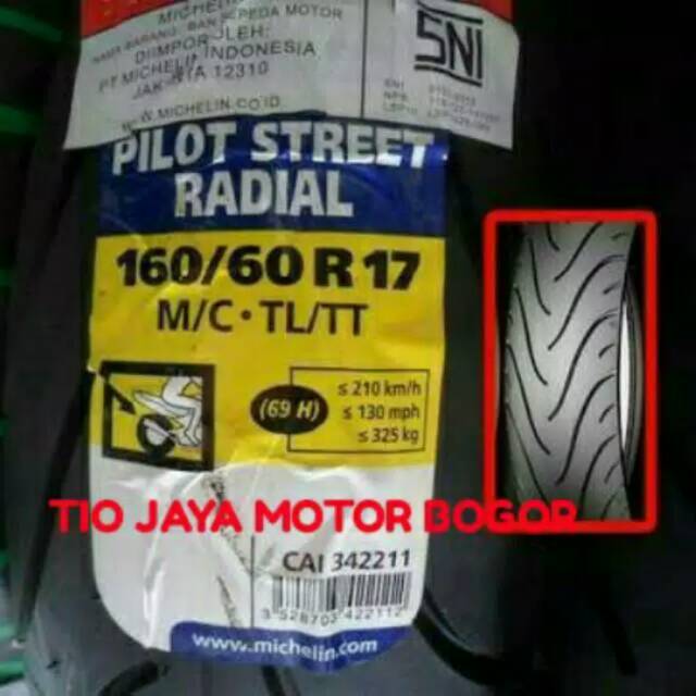 BAN MICHELIN 160/60-17 TYPE PILOT STREET RADIAL TUBLES