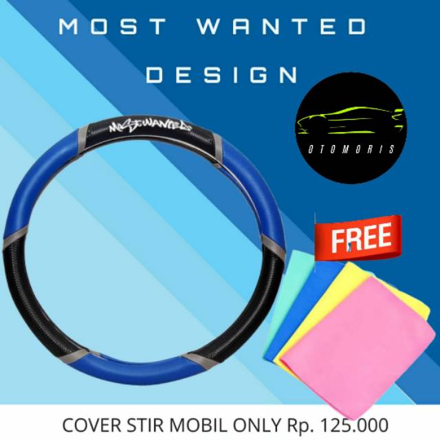 Sarung Stir Mobil Cover Stir Mobil MOST WANTED HITAM  