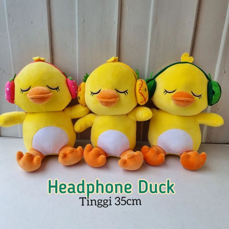 BONEKA BEBEK HEAD SET DUCK HEAD PHONE FRUIT 35 CM