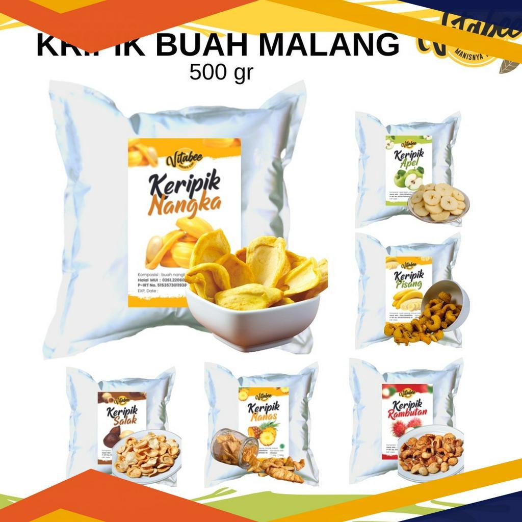

KUALITAS TERJAMIN Vitabee Kripik Buah Nangka Apel Pisang Nanas Mangga Rambutan Kiloan Kualitas Super Eksport 5 Gram Vitabee Garansi Renyah