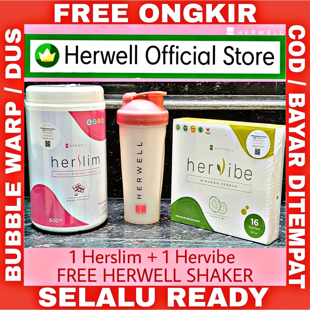 1 HERSLIM + 1 HERVIBE PAKET HERWELL FREE SHAKER