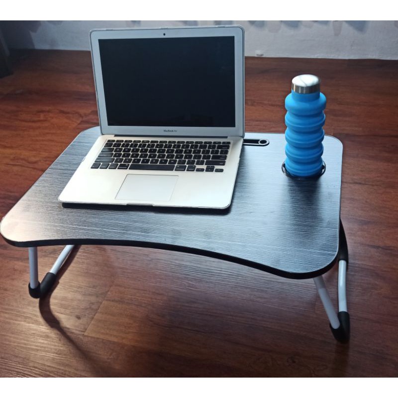 MEJA LIPAT LAPTOP PORTABLE / STAND ALUMUNIUM ipad portable notebook plus tempat botol jnp