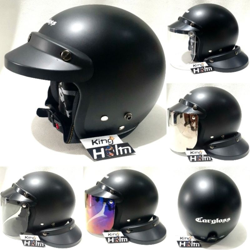 Jual HELM CARGLOSS BLAK DOFF VISOR PLAT DATAR Indonesia|Shopee Indonesia