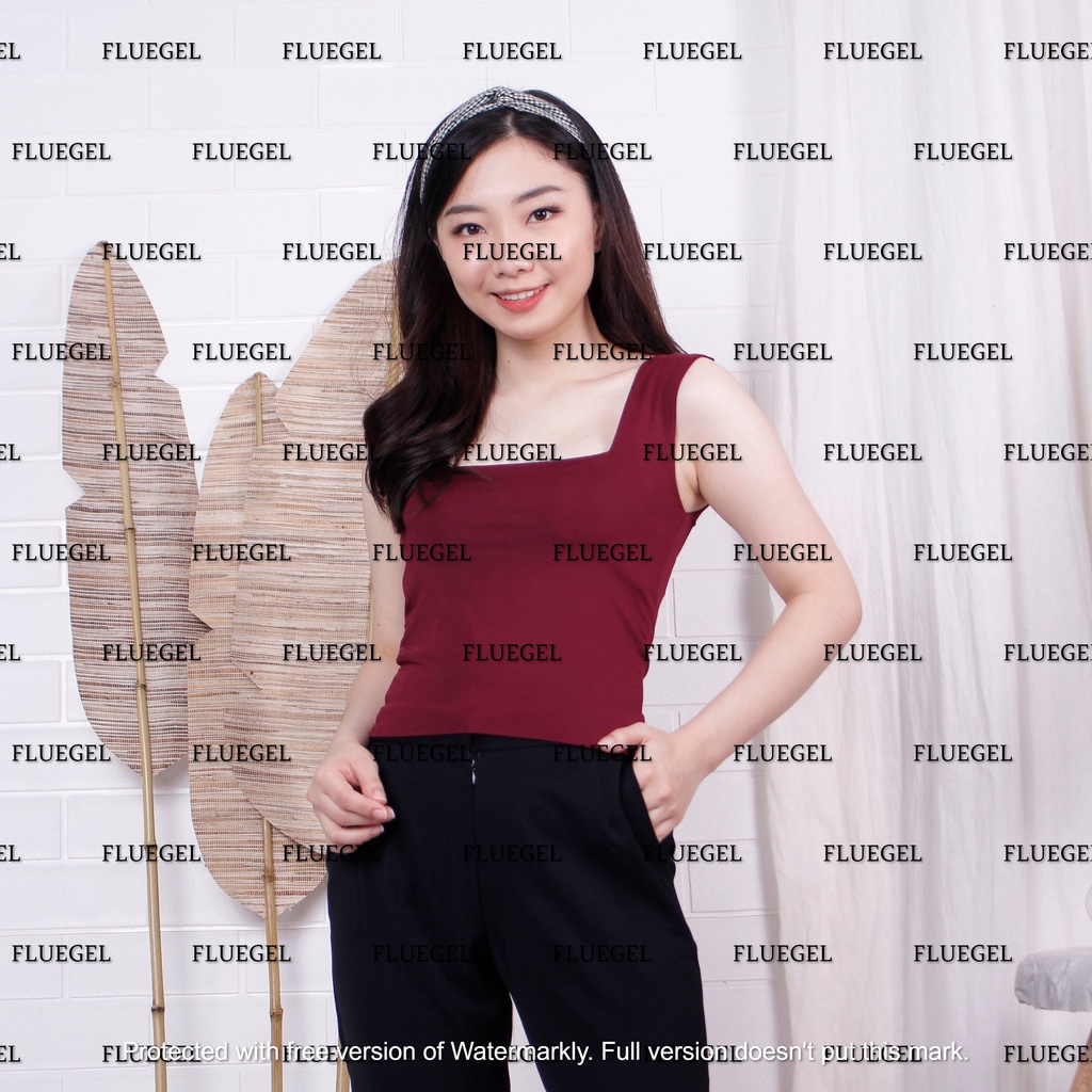 Fluegel Long Mia Crop Top Korea Fashion Atasan Wanita Tank Top Crop Fashion Wanita-3