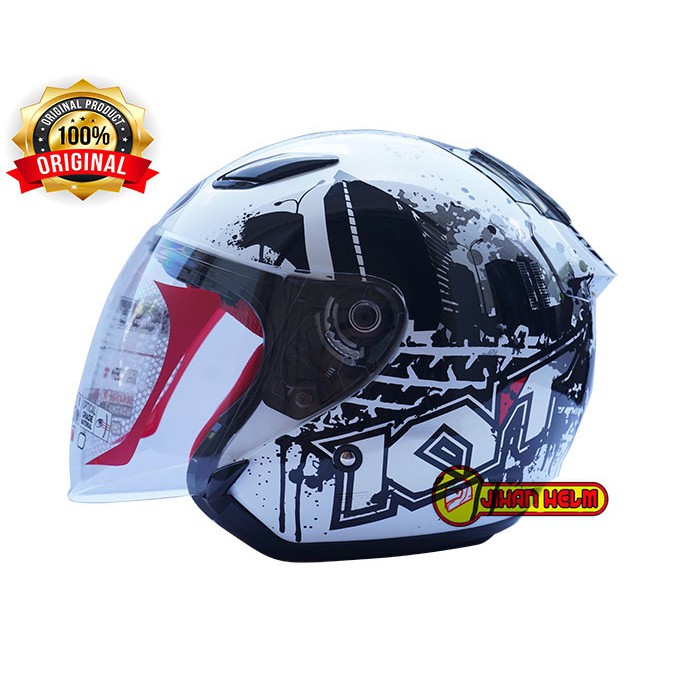 HELM / HELM KYT / KYT / DJ MARU / HELM KYT DJ MARU #10 WHITE BLACK TERLARIS-2