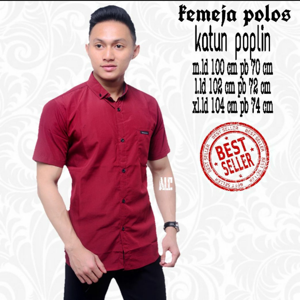 ALJOSA kemeja pria lengan Pendek NAVY polos distro baju cowok d6296