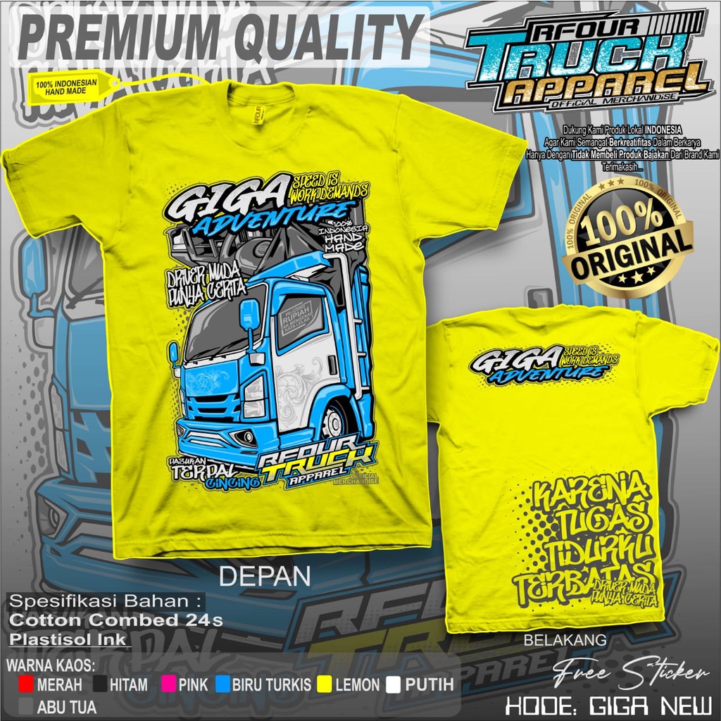 PROMO/OBRAL KILAT/KAOS TRUCK NEW GIGA COTTON COMBED 24s SABLON PLASTISOL ORIGINAL RFOUR TRUCK APPARELL