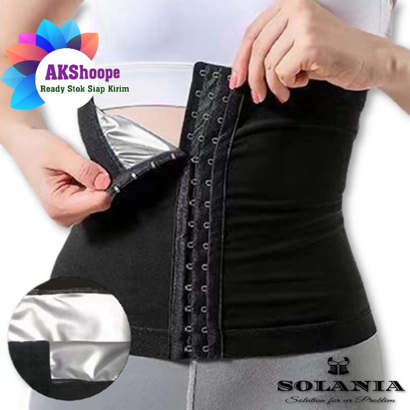 Korset Kancing Sauna Pelangsing Pembakar Lemak Waist Cincher Silver