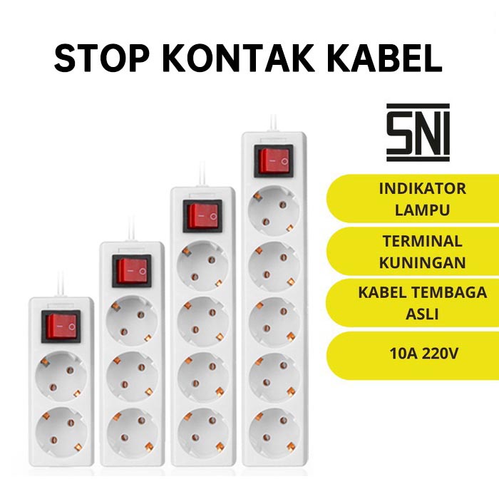 Stop Kontak Colokan 3 lubang saklar on-off kabel 1,5 meter SNI - MEIKO