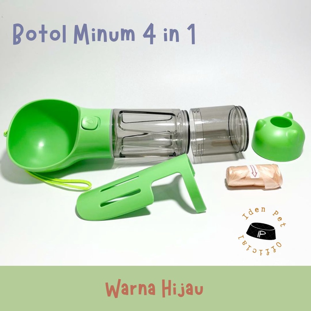 Dog Travel Bottle Botol Tempat Minum Anjing Kucing Portable Gantung 4 in 1 + Sekop Serokan Poop