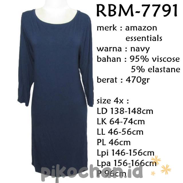 PIKOCHAN.ID RBM-7791 DRESS AMAZON ESSENTIALS BIGSIZE JUMBO - PILIH SIZE
