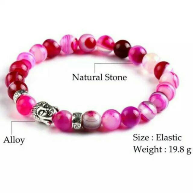 TERLARIS Gelang Batu Alam Agate Romantic Fashion