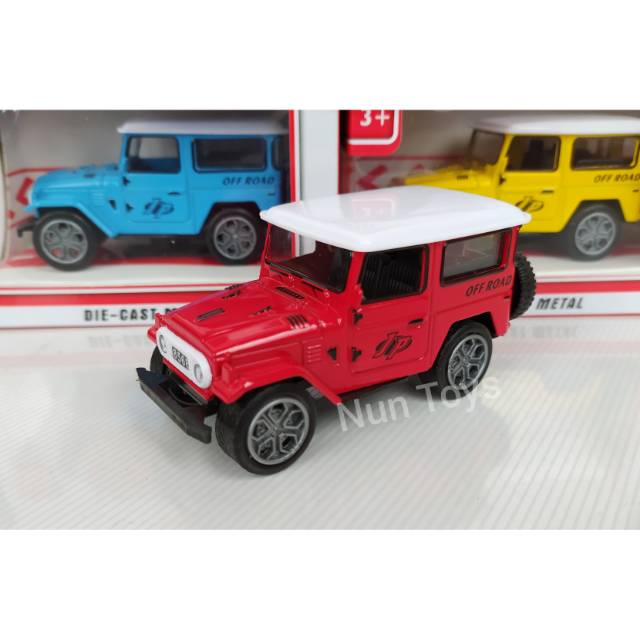 Diecast Jeep Hardtop Offroad Merah Ban Karet
