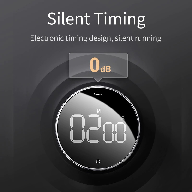 Baseus Heyo Rotation Timer Masak Dapur Magnetic Digital Countdown Alarm - ACDJS-01 - Black