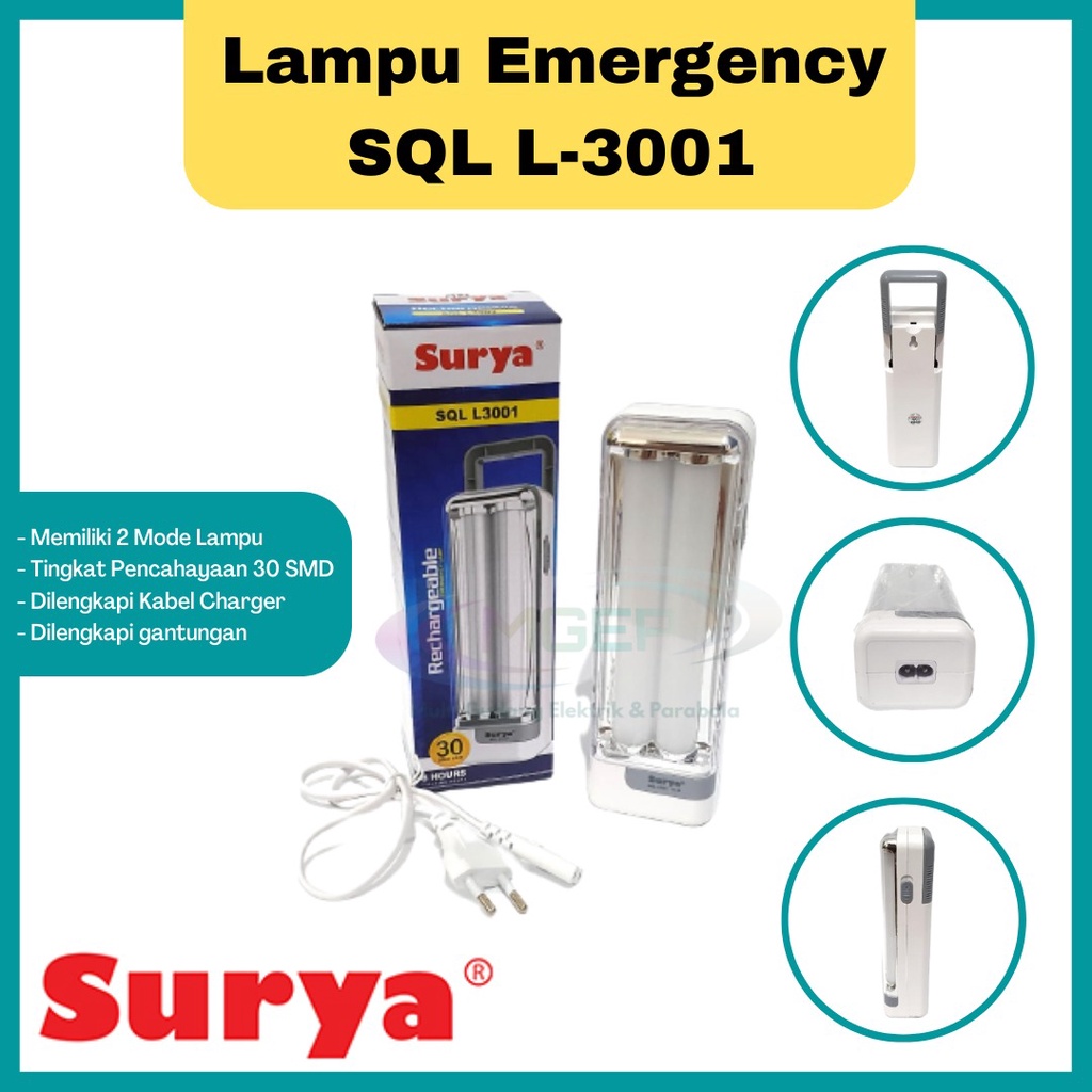 Surya Lampu Emergency SQL L3001 30 SMD Lampu Emergency Cas SQL 3001