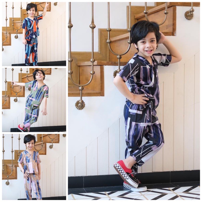 Ounadoutfit set Xico baju anak kimono kekinian unisex nyaman / setelan kimono anak / setelan main anak / oneset anak rayon / setelan motif anak / baju main anak