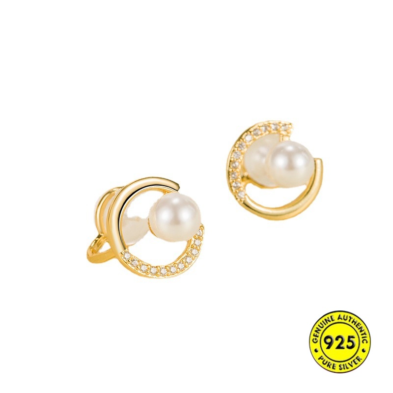 Anting Klip Tanpa Tindik Bahan Silikon Aksen Mutiara Untuk Wanita