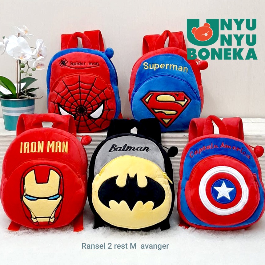 Tas Ransel M Paud Boneka spiderman superman kapten ironman batman ironman superhero tas ransel sekolah anak laki-laki