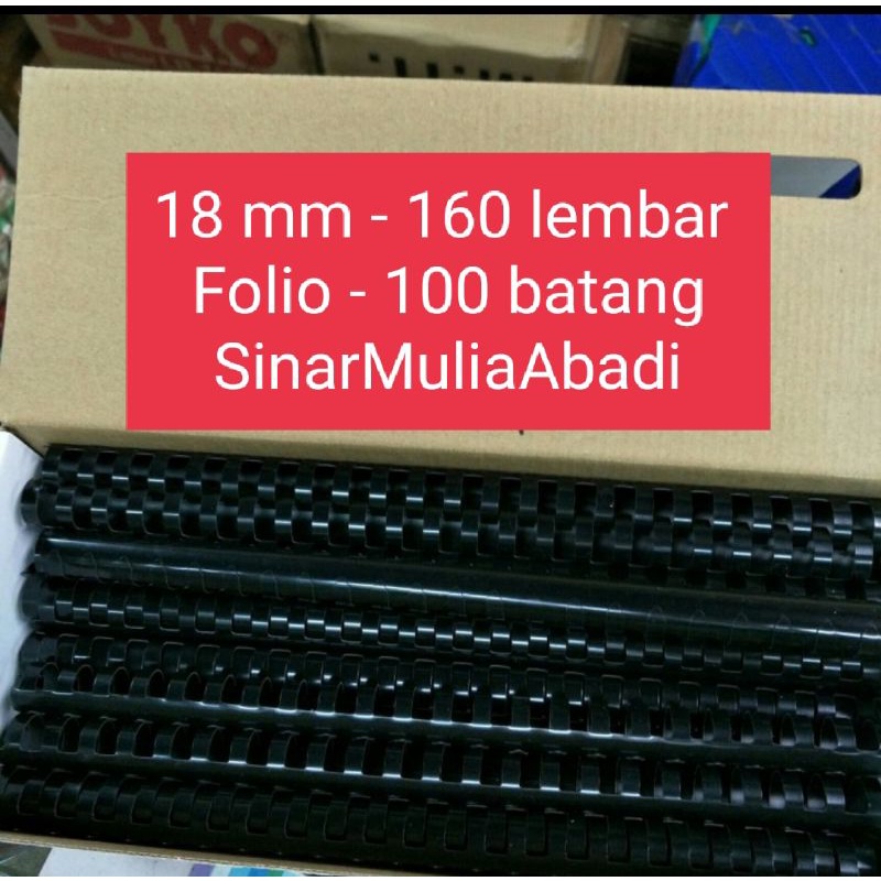 

Spiral Jilid Plastik 18 mm F4 23 lubang isi 100 / Dus