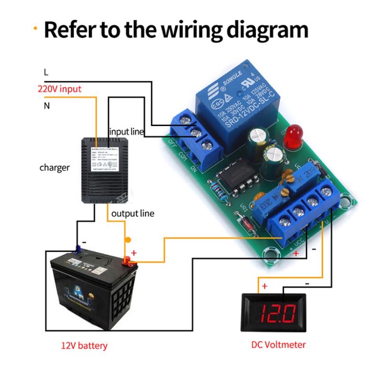 12V 13,8V KIT MODUL RELAY CAS AKI OTOMATIS RELAY PROTEKSI CAS AKI BATTERY CHARGING CONTROL BOARD OTOMATIS ON OFF RELAI CARGER AKI